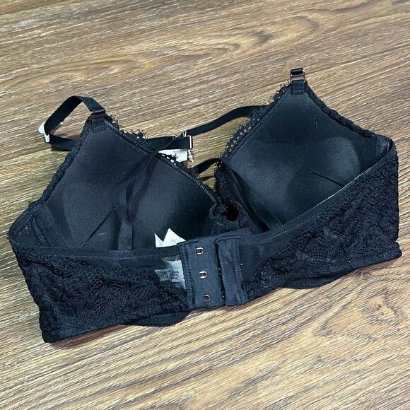 Aerie black lace plunge push up bra adjustable 32C - Picture 3 of 10